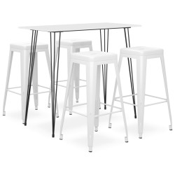 vidaXL Mesa alta y taburetes de bar 5 piezas blanco