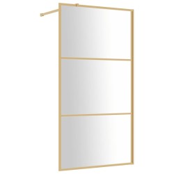 vidaXL Mampara puerta ducha vidrio transparente ESG dorado 100x195 cm