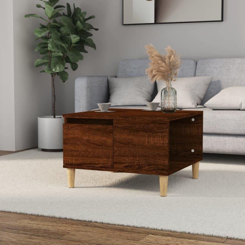 vidaXL Mesa de centro madera contrachapada roble marrón 55x55x36,5 cm vidaXL Mesa de centro madera contrachapada roble marrón 55x55x36,5 cm