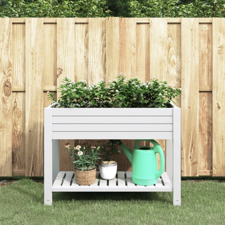 vidaXL Jardinera alta polipropileno blanco 110x45x79 cm