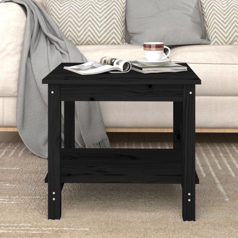 vidaXL Mesa de centro de madera maciza de pino negra 50x50x45 cm vidaXL Mesa de centro de madera maciza de pino negra 50x50x45 cm
