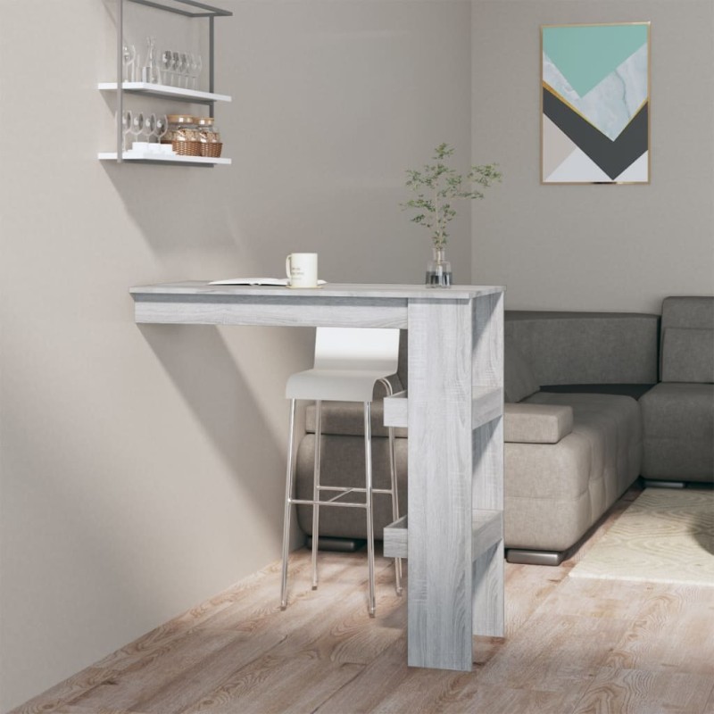 vidaXL Mesa de bar de pared madera contrachapada gris 102x45x103,5cm vidaXL Mesa de bar de pared madera contrachapada gris 102x45x103,5cm