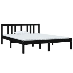 vidaXL Estructura de cama de madera maciza negro 140x190 cm