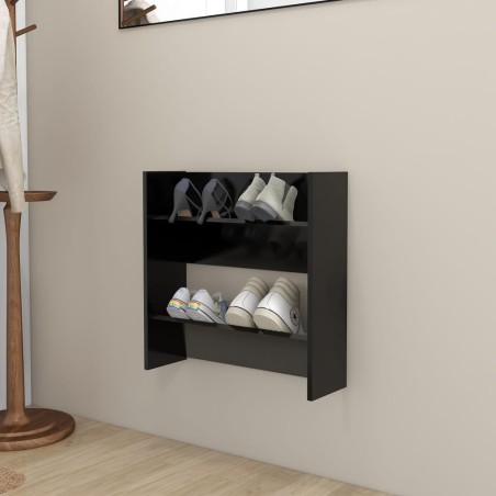vidaXL Zapatero de pared madera contrachapada negro 60x18x60 cm