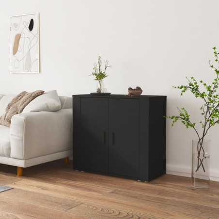vidaXL Aparador de madera contrachapada negro 80x33x70 cm