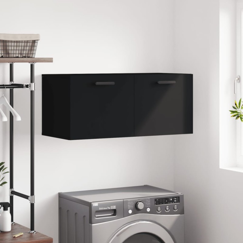 vidaXL Armario de pared madera de ingeniería negro 80x36,5x35 cm