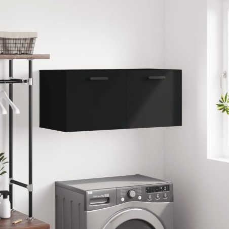 vidaXL Armario de pared madera de ingeniería negro 80x36,5x35 cm