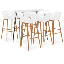 vidaXL Mesa alta y taburetes de bar 7 piezas blanco