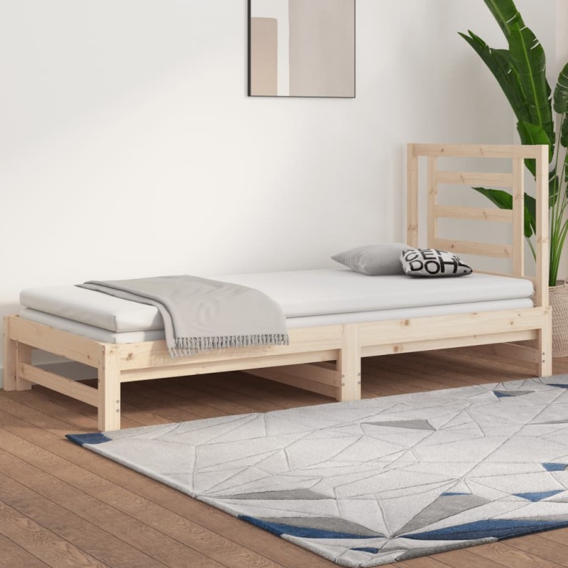 vidaXL Sofá cama extraíble madera maciza de pino 2x(90x200) cm vidaXL Sofá cama extraíble madera maciza de pino 2x(90x200) cm
