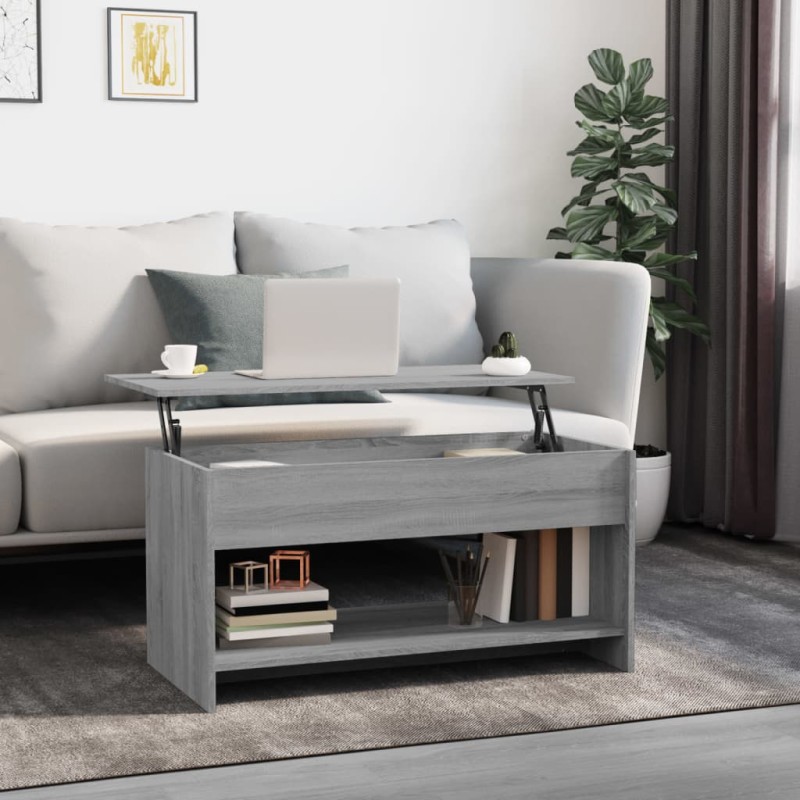 vidaXL Mesa de centro madera contrachapada gris Sonoma 102x50x52,5 cm vidaXL Mesa de centro madera contrachapada gris Sonoma 102x50x52,5 cm