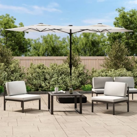 vidaXL Sombrilla doble blanco arena 316x240 cm