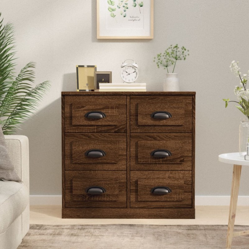 vidaXL Aparador de madera contrachapada roble marrón 70x35,5x67,5 cm