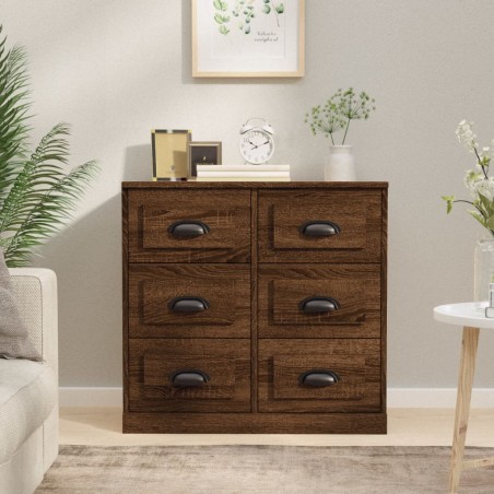 vidaXL Aparador de madera contrachapada roble marrón 70x35,5x67,5 cm