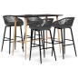 vidaXL Mesa alta y taburetes de bar 5 piezas negro y gris vidaXL Mesa alta y taburetes de bar 5 piezas negro y gris