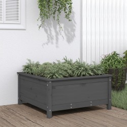 vidaXL Jardinera madera maciza de pino gris 82,5x82,5x39 cm