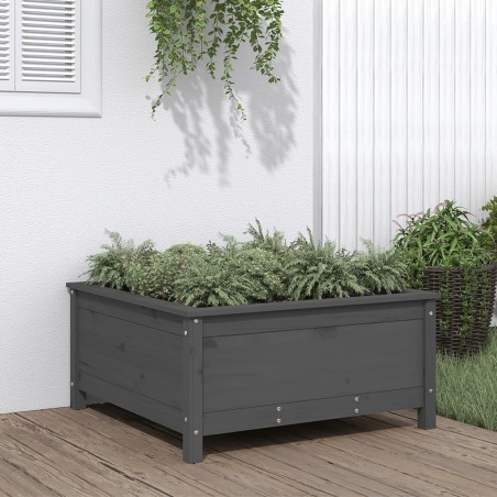 vidaXL Jardinera madera maciza de pino gris 82,5x82,5x39 cm