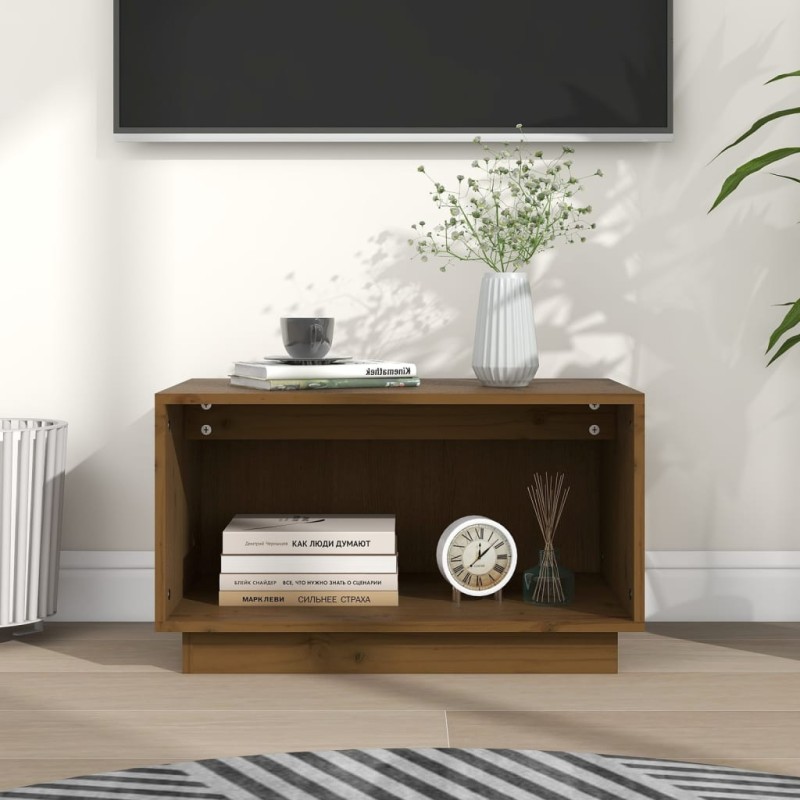 vidaXL Mueble de TV madera maciza de pino marrón miel 60x35x35 cm vidaXL Mueble de TV madera maciza de pino marrón miel 60x35x35 cm