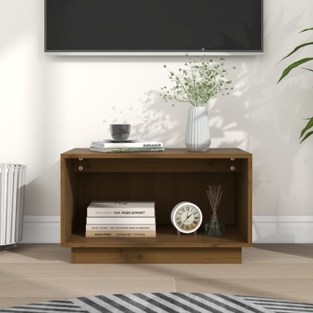 vidaXL Mueble de TV madera maciza de pino marrón miel 60x35x35 cm