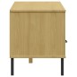 vidaXL Mueble de TV con patas de metal OSLO madera maciza pino marrón