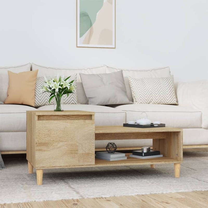 vidaXL Mesa de centro madera contrachapada roble Sonoma 100x50x45 cm vidaXL Mesa de centro madera contrachapada roble Sonoma 100x50x45 cm
