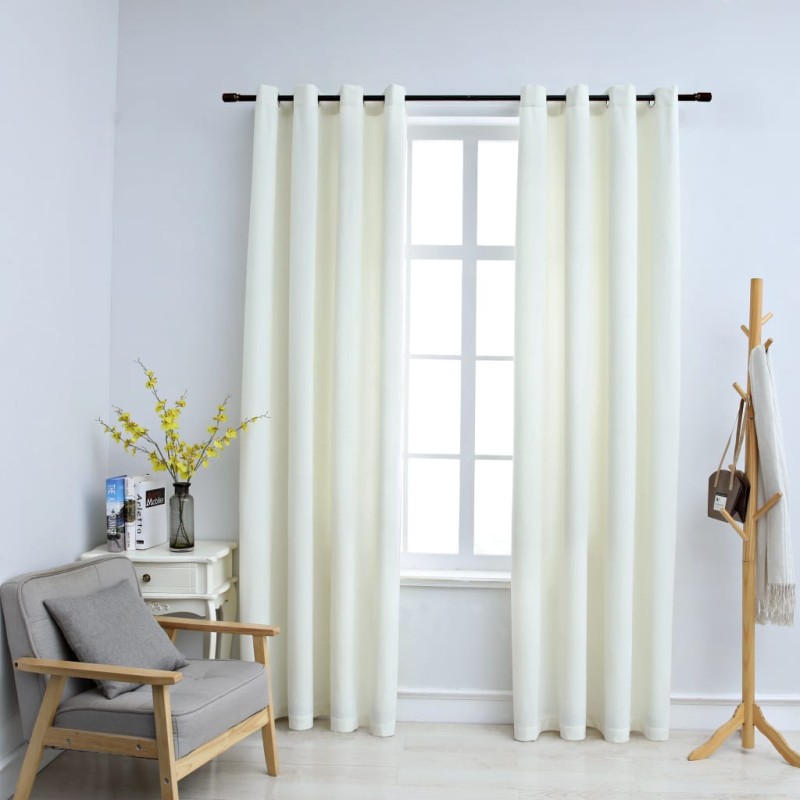 vidaXL Cortinas opacas con anillas 2 uds terciopelo crema 140x225 cm vidaXL Cortinas opacas con anillas 2 uds terciopelo crema 140x225 cm