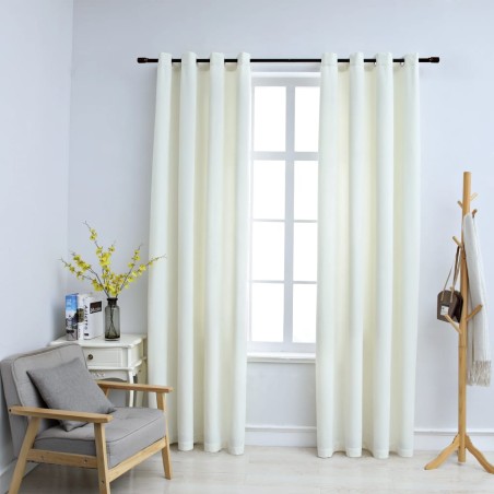 vidaXL Cortinas opacas con anillas 2 uds terciopelo crema 140x225 cm
