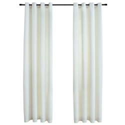 vidaXL Cortinas opacas con anillas 2 uds terciopelo crema 140x225 cm