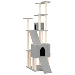 vidaXL Rascador para gatos con postes de sisal gris claro 190 cm