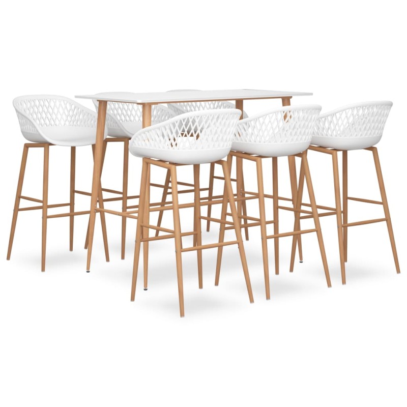 vidaXL Mesa alta y taburetes de bar 7 piezas blanco vidaXL Mesa alta y taburetes de bar 7 piezas blanco