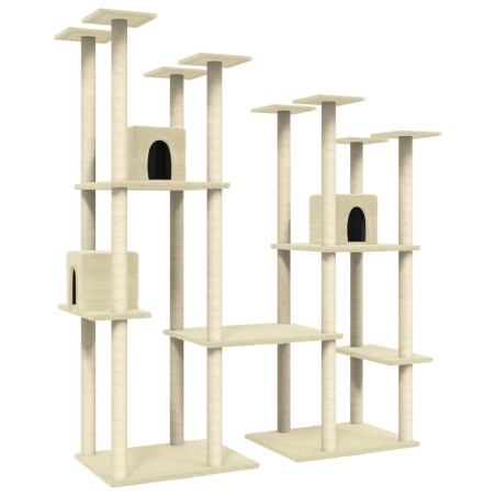vidaXL Rascador para gatos con postes de sisal color crema 174 cm