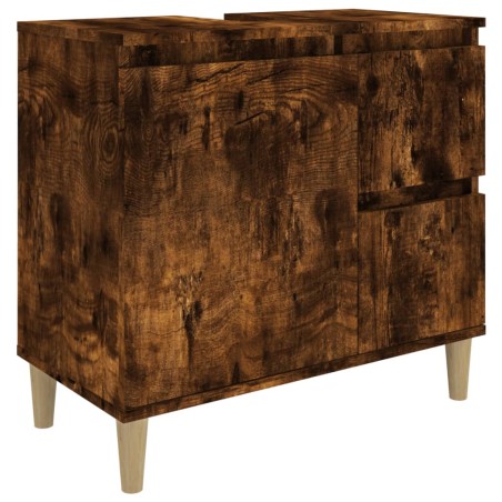 vidaXL Armario de baño madera contrachapada roble ahumado 65x33x60 cm