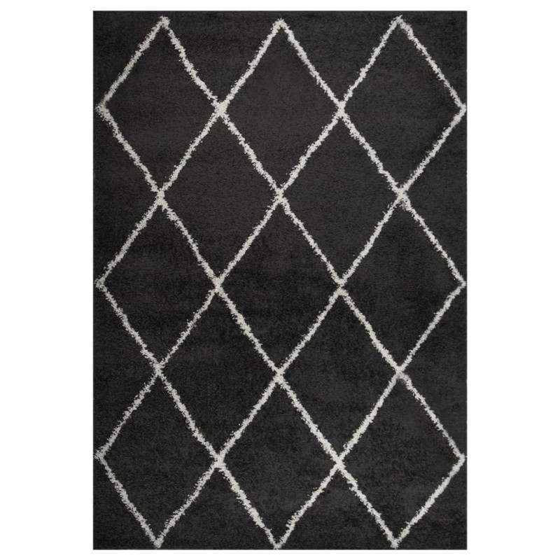 vidaXL Alfombra de pelo largo color crema y gris antracita 160x230 cm