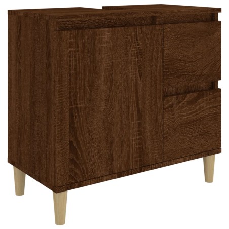 vidaXL Armario de baño madera contrachapada marrón roble 65x33x60 cm
