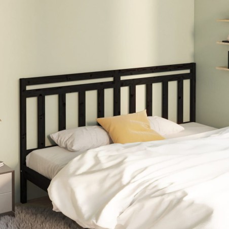 vidaXL Cabecero de cama madera maciza de pino negro 206x4x100 cm