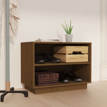 vidaXL Armario zapatero madera maciza de pino marrón miel 60x34x45 cm