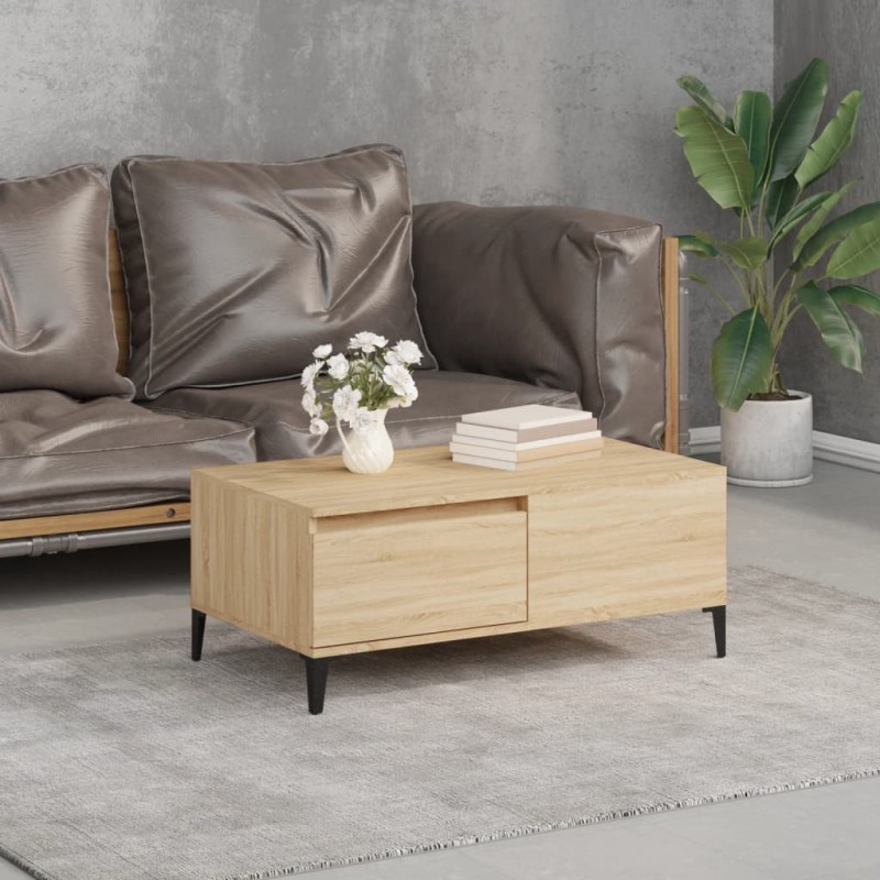 vidaXL Mesa de centro madera contrachapada roble Sonoma 90x50x36,5 cm vidaXL Mesa de centro madera contrachapada roble Sonoma 90x50x36,5 cm
