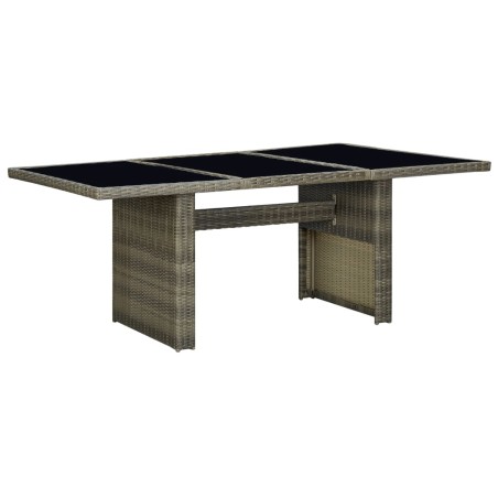 vidaXL Mesa de jardín de ratán sintético marrón y vidrio templado 