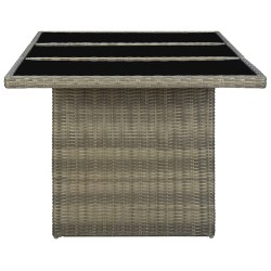 vidaXL Mesa de jardín de ratán sintético marrón y vidrio templado 