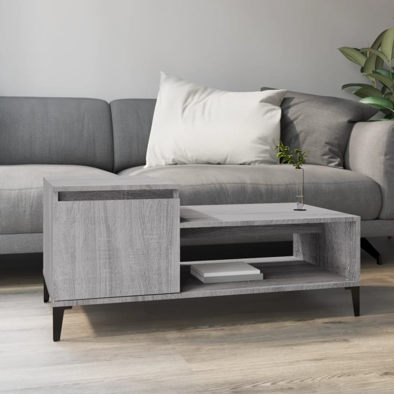 vidaXL Mesa de centro madera contrachapada gris Sonoma 100x50x45 cm vidaXL Mesa de centro madera contrachapada gris Sonoma 100x50x45 cm