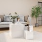 vidaXL Mesas auxiliares 3 piezas madera contrachapada blanco brillante vidaXL Mesas auxiliares 3 piezas madera contrachapada blanco brillante