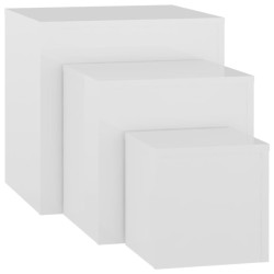 vidaXL Mesas auxiliares 3 piezas madera contrachapada blanco brillante
