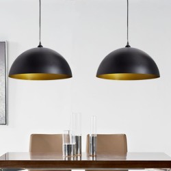 vidaXL Lámpara de techo 2 uds altura ajustable semiesférica negra 