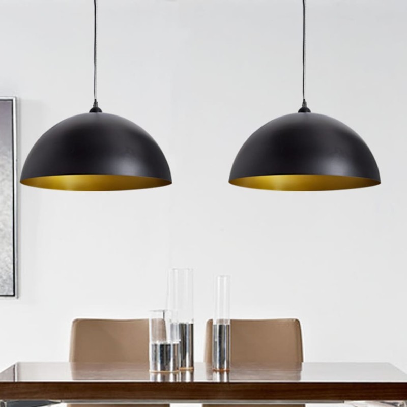 vidaXL Lámpara de techo 2 uds altura ajustable semiesférica negra vidaXL Lámpara de techo 2 uds altura ajustable semiesférica negra