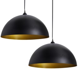 vidaXL Lámpara de techo 2 uds altura ajustable semiesférica negra 