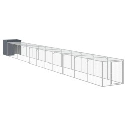 vidaXL Gallinero con corral acero galvanizado gris 110x1221x110 cm