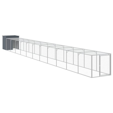 vidaXL Gallinero con corral acero galvanizado gris 110x1221x110 cm