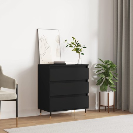 vidaXL Aparador de madera contrachapada negro 60x35x70 cm