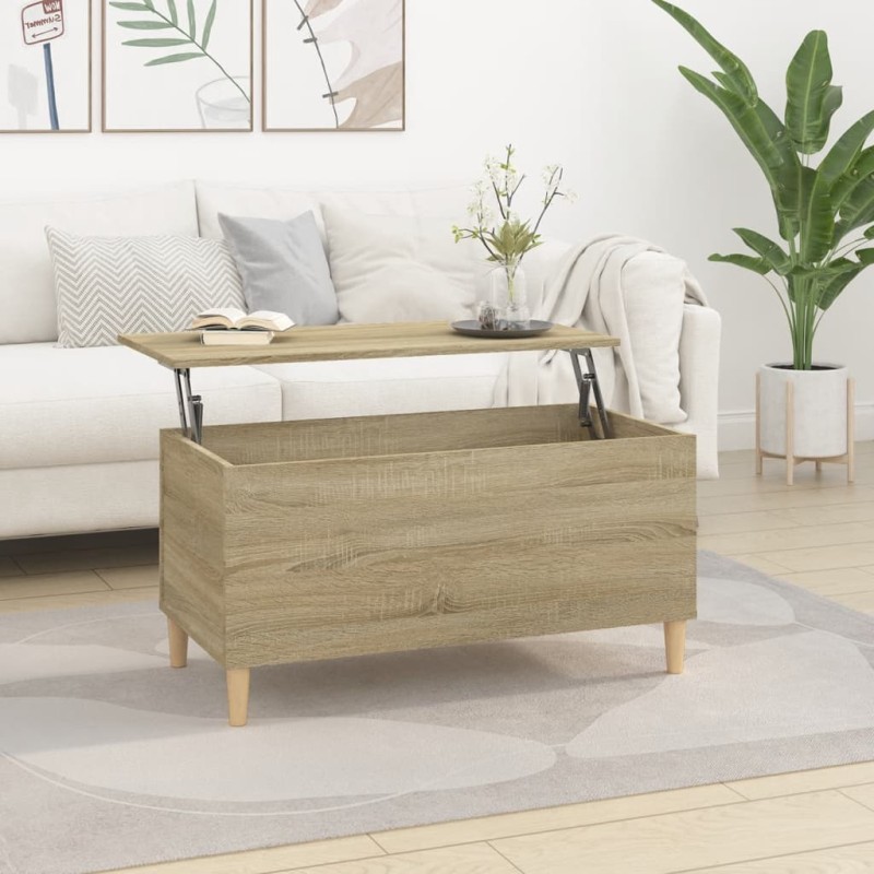 vidaXL Mesa de centro madera contrachapada roble Sonoma 90x44,5x45 cm vidaXL Mesa de centro madera contrachapada roble Sonoma 90x44,5x45 cm
