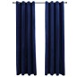 vidaXL Cortinas opacas anillas 2 pzas terciopelo azul oscuro 140x245cm vidaXL Cortinas opacas anillas 2 pzas terciopelo azul oscuro 140x245cm
