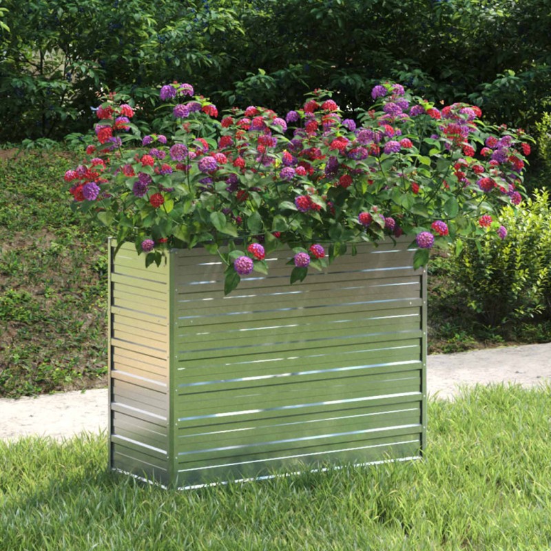 vidaXL Arriate de acero galvanizado plateado 100x40x77 cm vidaXL Arriate de acero galvanizado plateado 100x40x77 cm